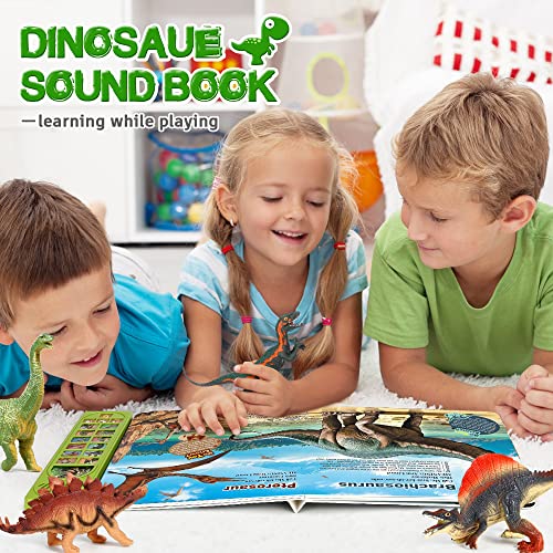 Oenux Dinosaur Toys With Interactive Sound Book For Kids 3-5, Dinosaur Book With Sound &12 Toy Dinosaurs Figures, Toddler Dinosaur Learning Toys For Boy, Dinosaur Gift For Boys Girl Age 4-7 #TOP5