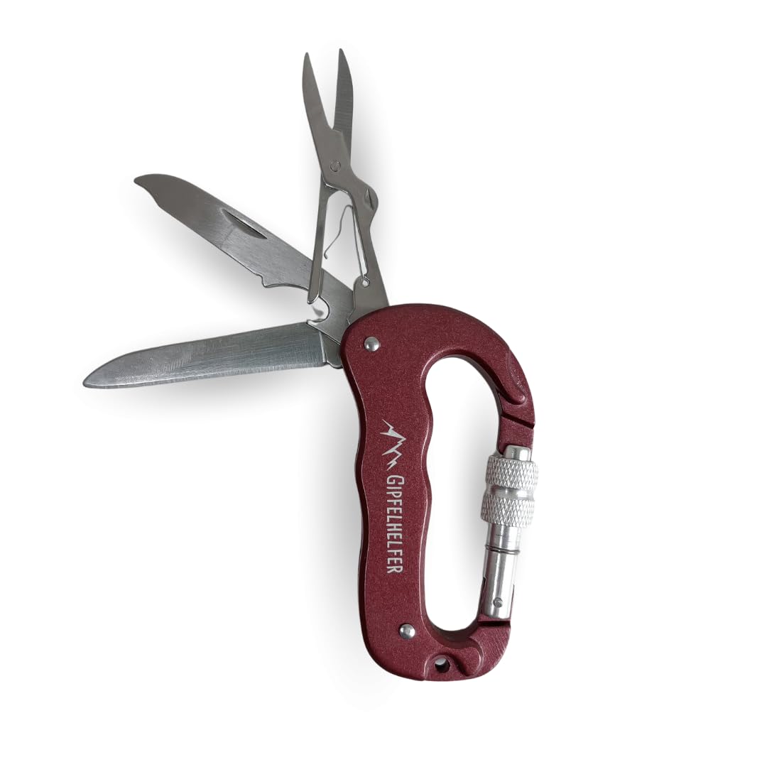 Gipfelgaudi Multitool Karabiner - ideal zum Wandern, Picknick & mehr I Plastikfreier Karabiner to Go aus rostfreiem Edelstahl