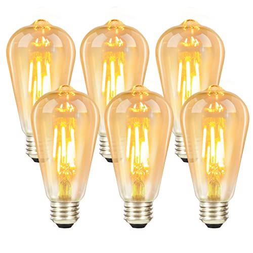 GBLY 6 pièces LED E27 Ampoule : Lampe Vintage Edison Ampoules 4W 2700K Filament Rétro Ampoule Blanc Chaud Light Bulb Verre Economie d'Energie - Non Dimmable Cover