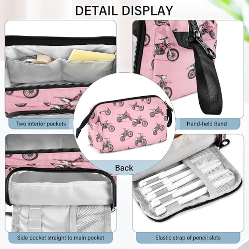 Image of Fisyme Dirt Bike Motocycles Pencil Case Large Capacity Pen Bags Box Big Makeup Pouch Organizer