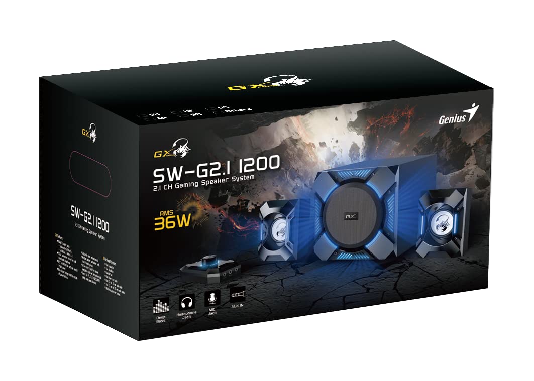 Genius HP SW-​G2.1 1200 Gaming SYSTEME 2.1 Puissance 36 Watts RMS