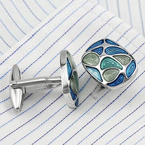 Set de Mancuernas Ovaladas de Esmalte Plata para Hombre miniatura 2