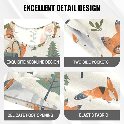 ALAZA Explorer Fox Pajamas Short Sleeve 2 Piece Sleepwear Top and Bottom Pajama Set Unisex4