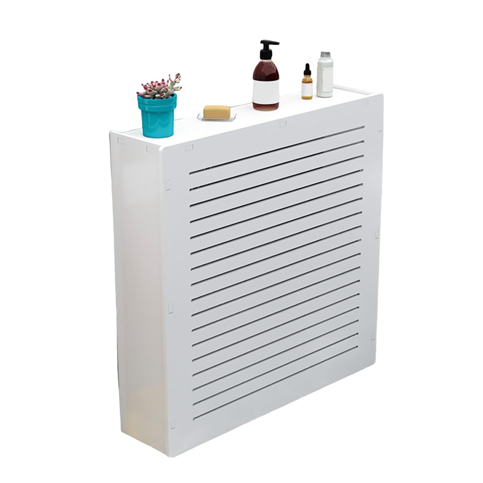 Mesa de almacenamiento cubre radiador de 70x70x15cm con balda superior para dormitorio