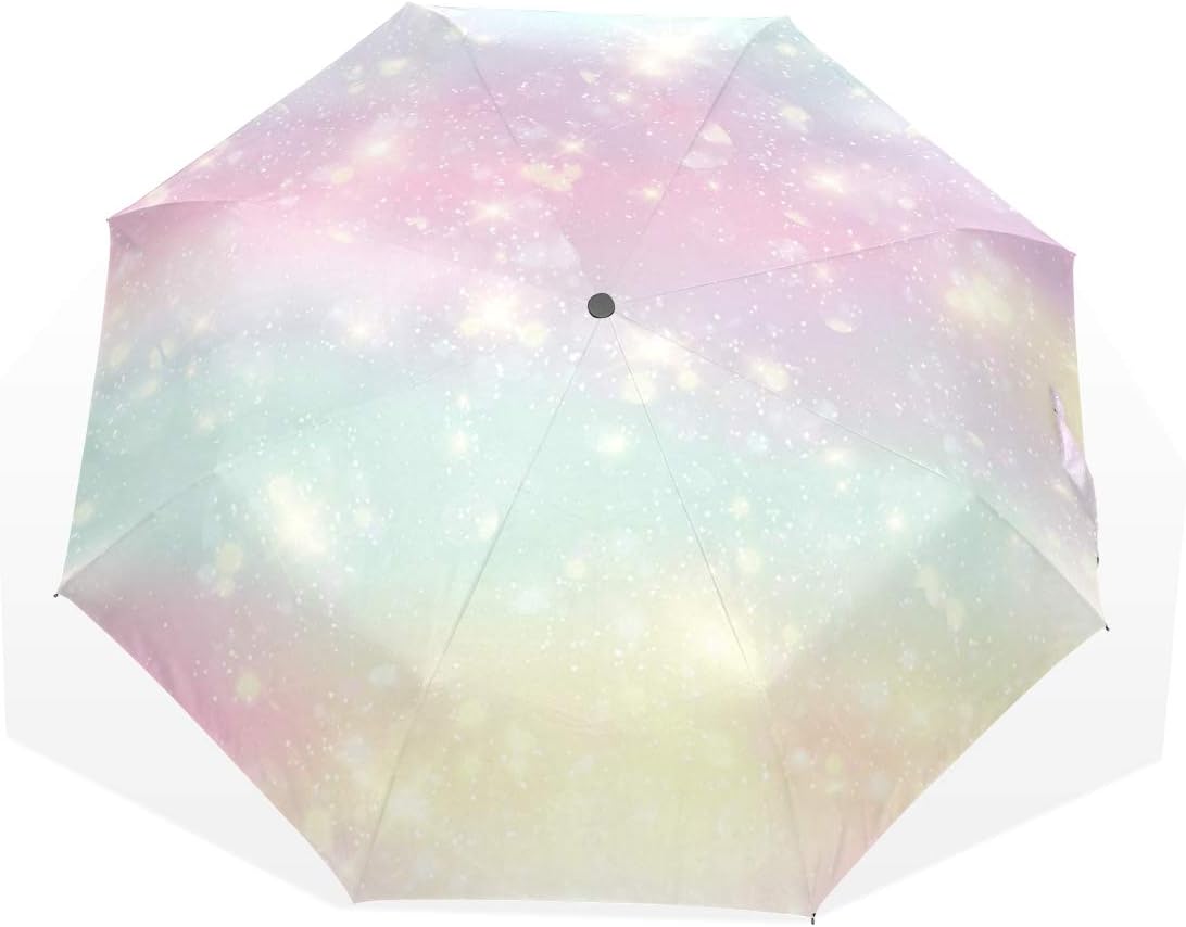 Soresore ソレソレ 日傘 Uvカット折りたたみ 晴雨兼用 遮光 折りたたみ傘 軽量 レディース 手動開閉 手開き ユニコーン 星柄 綺麗 ピンク 宇宙 かわいい 大きい 頑丈 8本骨 おしゃれ かわいい プレゼント 収納ポーチ付き Faz Co Zm