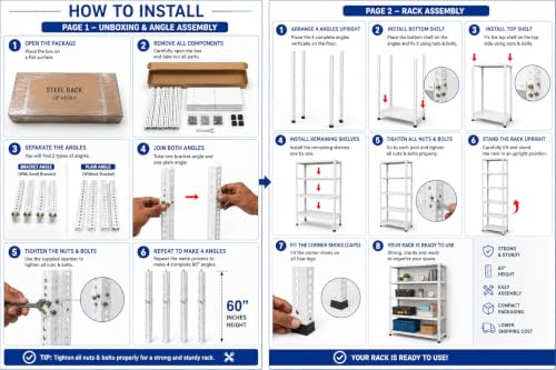 Image of Modern Metal Storage Rack Heavy Duty Organizer Shelf for Home, Kitchen, Living Room, Bedroom & Office | Book Shelf, Plant Stand & Display Rackbin (blue White, Large 60H-35L-09W INCH 6 shelf)