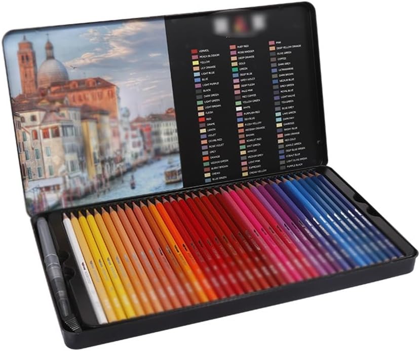 72 Colours Water Soluble Coloured Pencils Set Iron Box Art Drawing with Tap