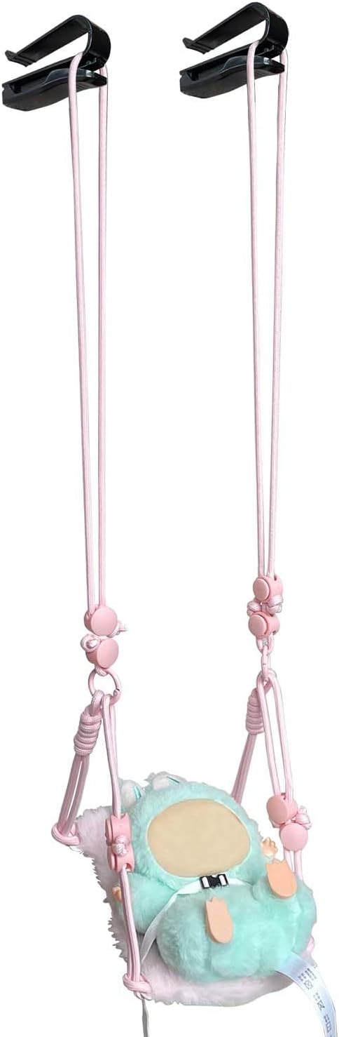 Car Swing Set with 2 Clips for 17cm Dolls for Car Visor Fittings Car Ornament for Blind Box Doll Fans,Collectors (Pink)