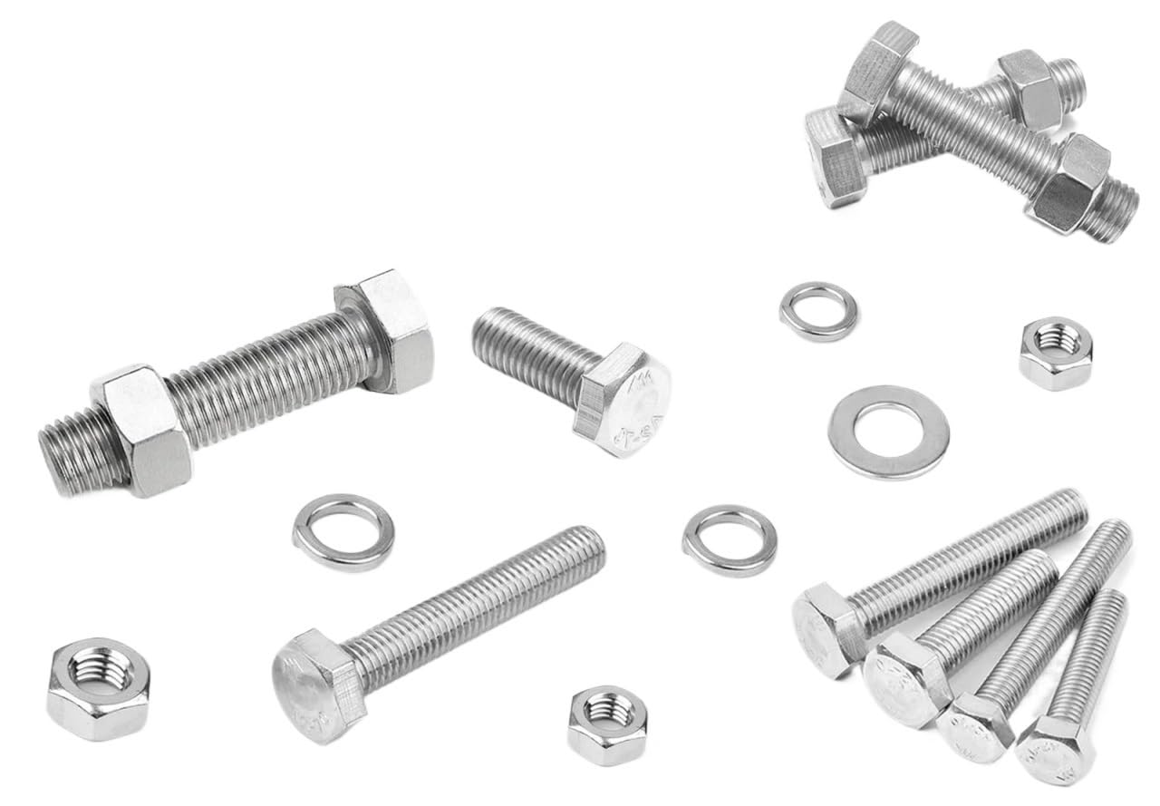 Kit de clasificación pernos y tuercas alta resistencia 176 piezas, tornillos cabeza hexagonal acero inoxidable 304, apto for reparaciones mecánicas Juego de Tornillos y Tuercas