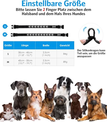 Brifit Leuchthalsband Hund Aufladbar mit 14 Lichtmodi, LED Halsband Hund Leuchtend Wasserdichtes, Silikonmaterial lässt Sich Leicht Anpassen Hundehalsband, für Kleine Mittlere Hund - S 【30cm - 40cm】