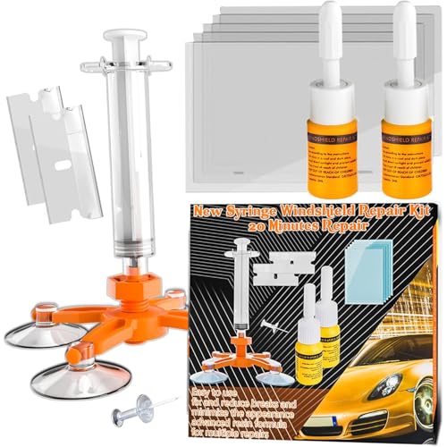 BLUTOKS Upgraded Windshield Repair Kit for Chips and Cracks (Orange&Yellow)