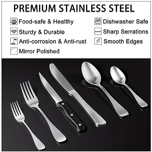 image for JUNLIN 49PCS Silverware Set with Organizer, Stainless Steel Flatware D