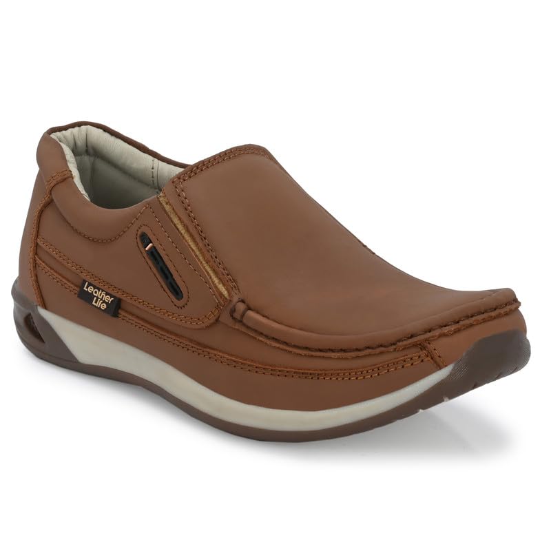JORDIQ Genuine Leather Casual Slip On Shoe for Men (Brown) (B0CY8SGSTK) Amazon Price History, Amazon Price Tracker