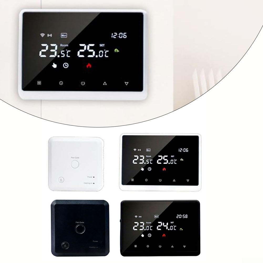 Termostato intelligente WiFi programmabile per la casa, telecomando per TUYA/Smart Life, per Tuya Wireless WIFI Termostato intelligente per caldaie a parete/riscaldamento a pavimento dell'acqua (nero)