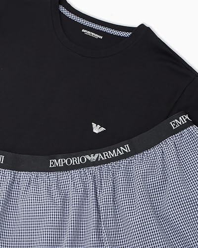 Emporio Armani Men's Yard Dyed Woven Cotton Pajama Short and Tee Set3