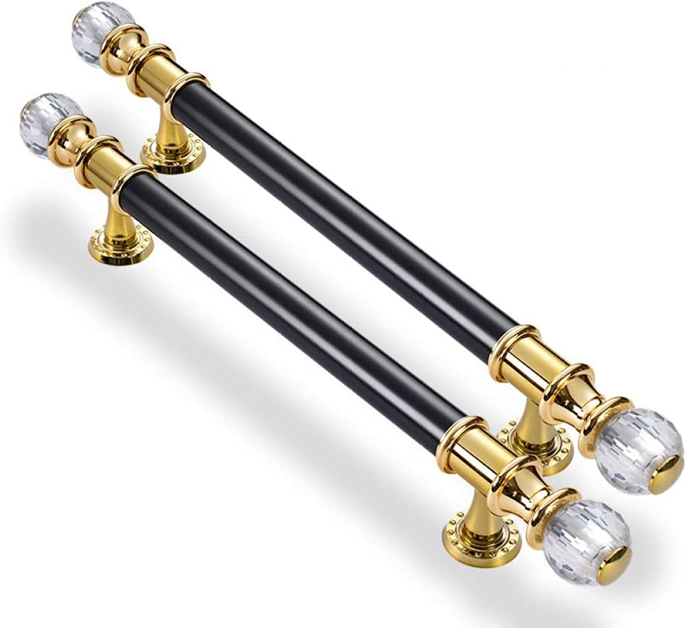 600mm 800mm Modern Fashion Gold Black White Crystal Big gate Door Handle Hotel Home Office Glass Door Wooden Door Pull Handle,Black,S Hole to Hole 30CM