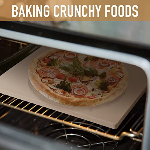 Mepple Pizza Stone For Oven Grill,Pizza Pan Baking Stone With Scraper Perfect For Pizza Bread Bbq, Thermal Shock Resistant Rectangle,12X15 Inch #TOP1