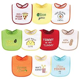 Hudson Baby Unisex Baby Cotton Terry Drooler Bibs with Fiber Filling, Neutral Pizza, One Size