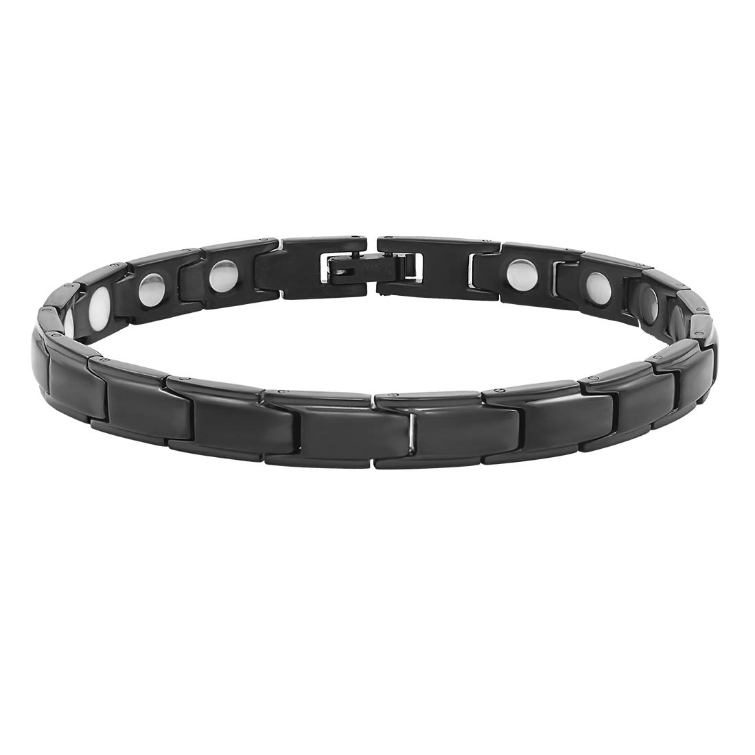 Aarogyam Energy Jewellery Black Metal Stainless Steel BioMagnetic Therapy Bracelet for Men Boys Girls Women (8) (B07THYBG79) Amazon Price History, Amazon Price Tracker
