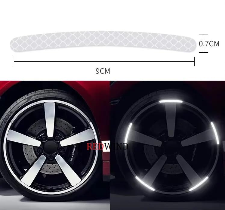 Image of REDWIND Anti-Collision Glow in The Dark Wheel Rim Stickers Night Reflective Tape Warning Sticker for Decoration Universal for All Cars Bikes Motorcycles Bicycle Trucks and etc(20 Strips) (Silver)