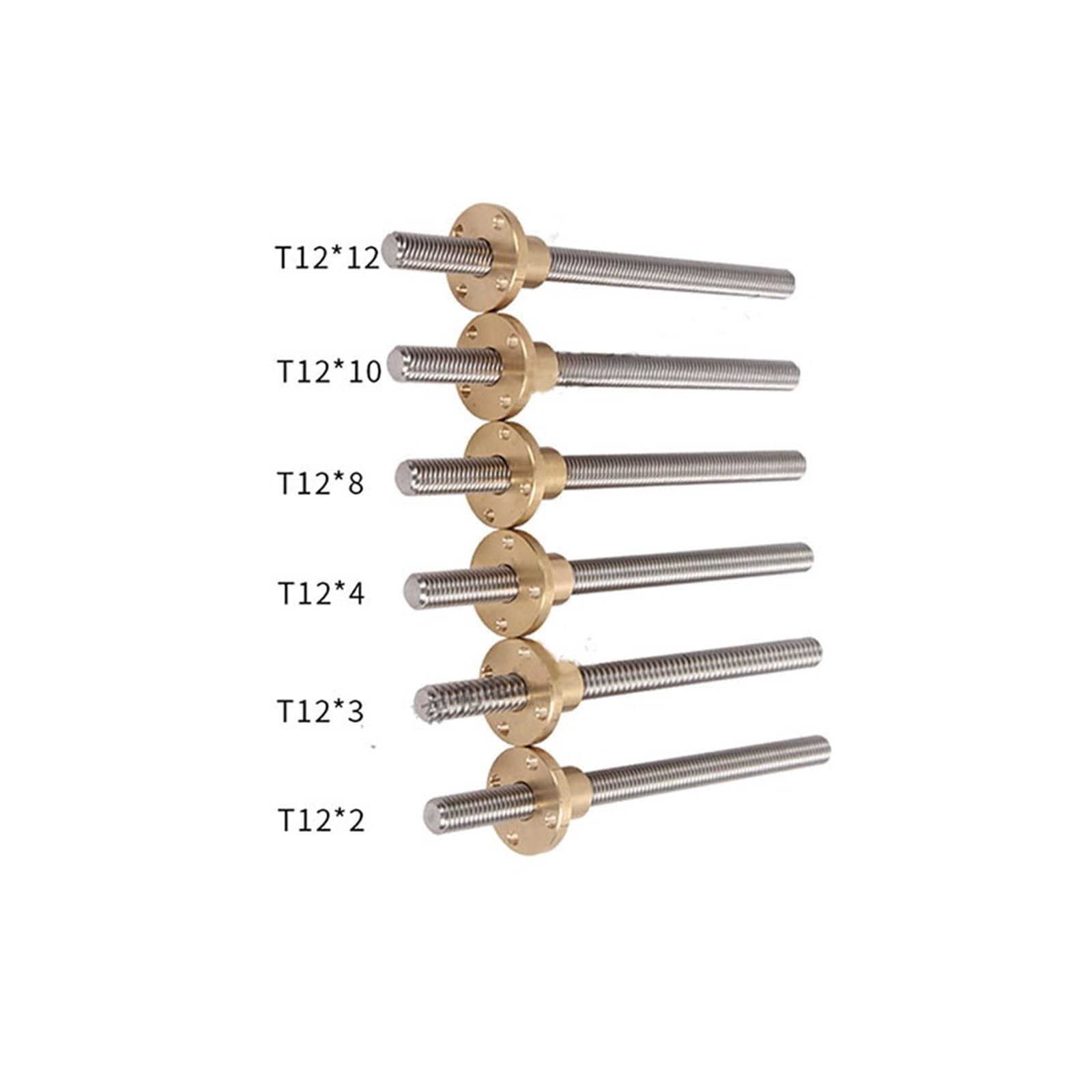 Metal Ball Screw nut T12 Lead Screw Pitch 2mm Lead 8mm Trapezoidal Screw 100mm-1500mm with Brass Nut(1050mm)