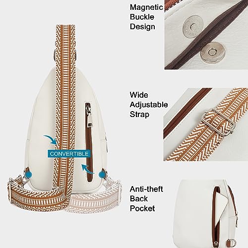Image of CLUCI Sling Bag for Women, Vegan Leather Fanny Pack Crossbody Bags for Women, Chest Bag With Guitar Strap