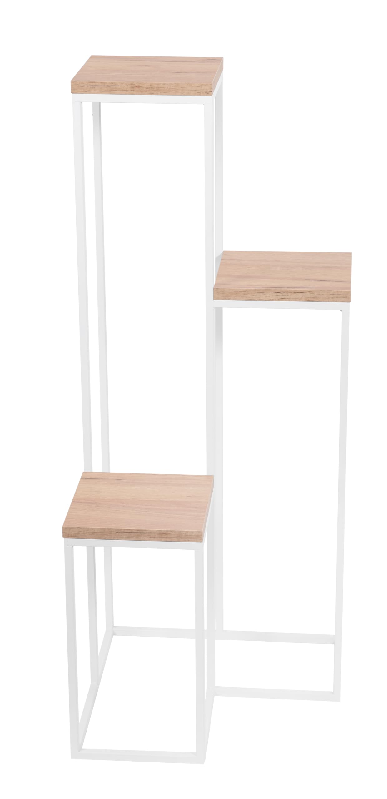 Stojak na rośliny Elle - Kwietnik 3 poziomy - 40 cm 40 cm 97 cm - kolor 40x40x97cm - kolor Biały - do kwiatów w pomieszczeniach - metalowa półka - stojak na kwiaty