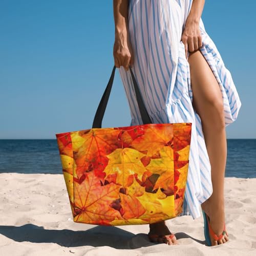 Grand sac fourre-tout feuilles d'érable idéal pour vos sorties plage