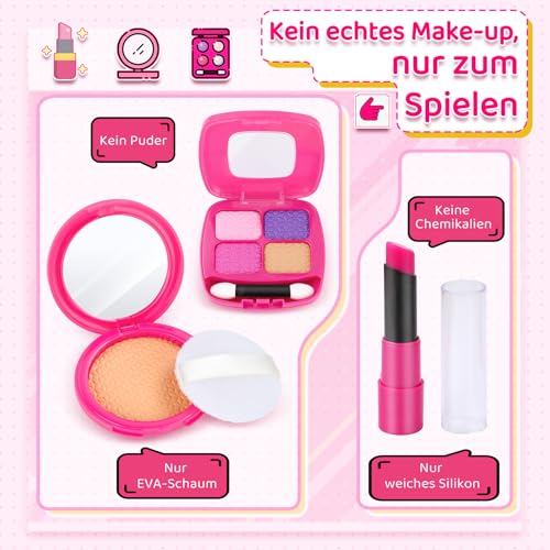 Handtasche Für Kinder Mädchen Mit Make-Up Vortäuschen - Mein Erstes Handtaschen-Set mit Handtasche, Handy, Geldbörse, Schminkspielzeug und mehr für Mädchen ab 3 Jahren, Geschenkidee für Kinder (Rosa)