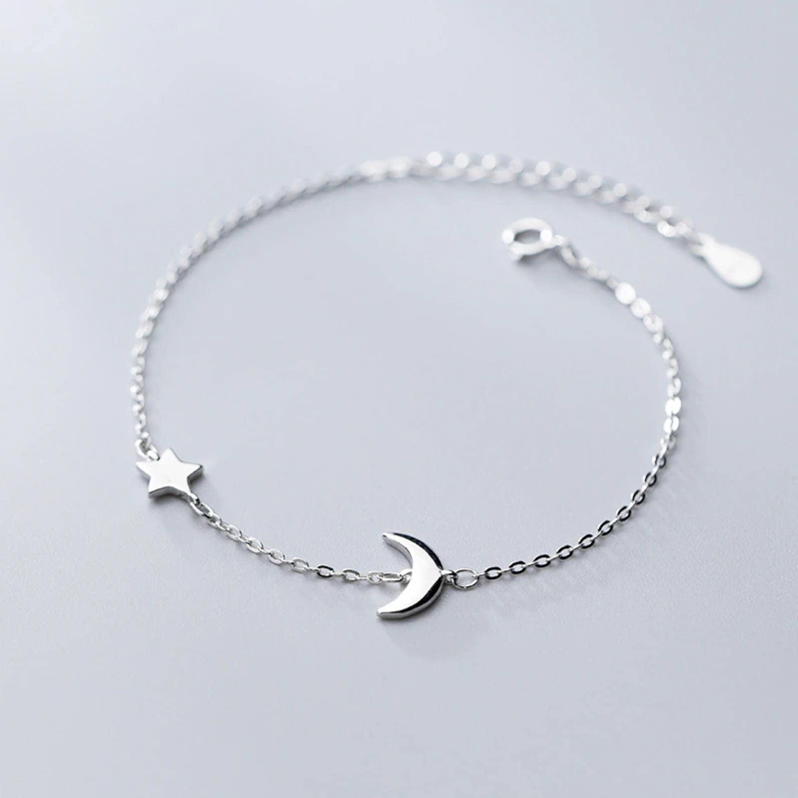 Laychen Women's Bracelet Simple Star Moon Or Anklet For Gift Fashion 925 Sterling Silver Link Chain Fine Jewelry New