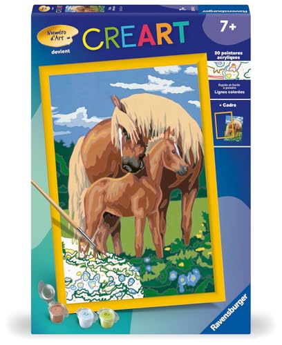 Ravensburger - CreArt Kids 31x21 cm - Numéro d'art - Fiers Chevaux - Kit de Peinture par numéros - Dès 7 Ans - 25850