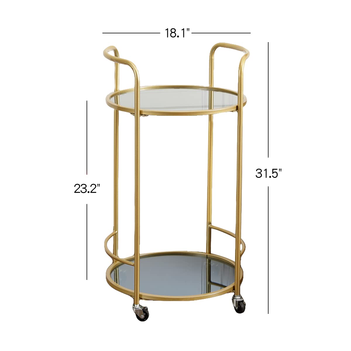 ZIOTHUM Round Bar Cart, Gold Bar Cart, Rolling Metal Small Wine Liquor