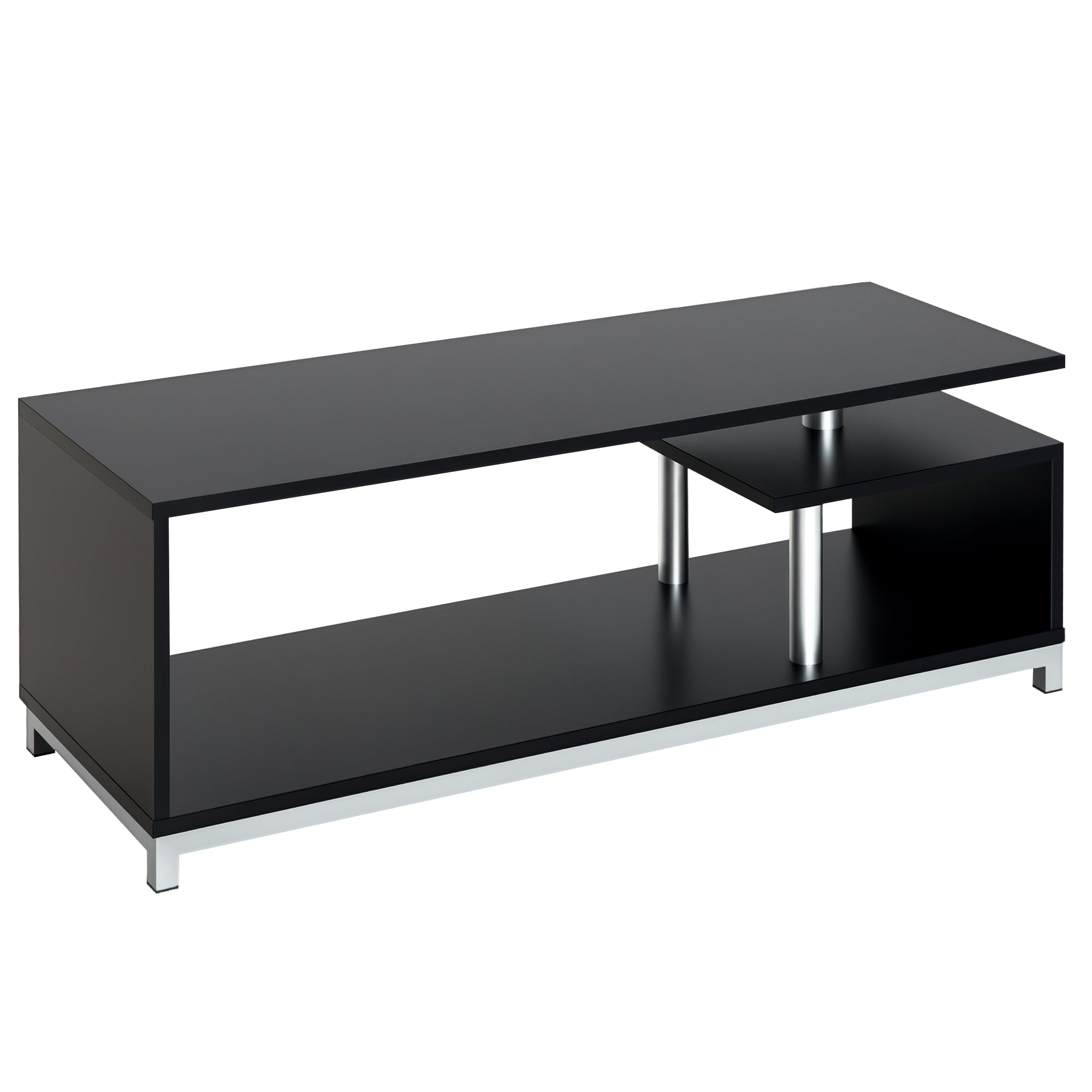 HOMCOM Mobile TV Moderno con Ripiano in Legno, Mobiletto Tavolino Basso da Salotto 114x40x40.5cm, Nero