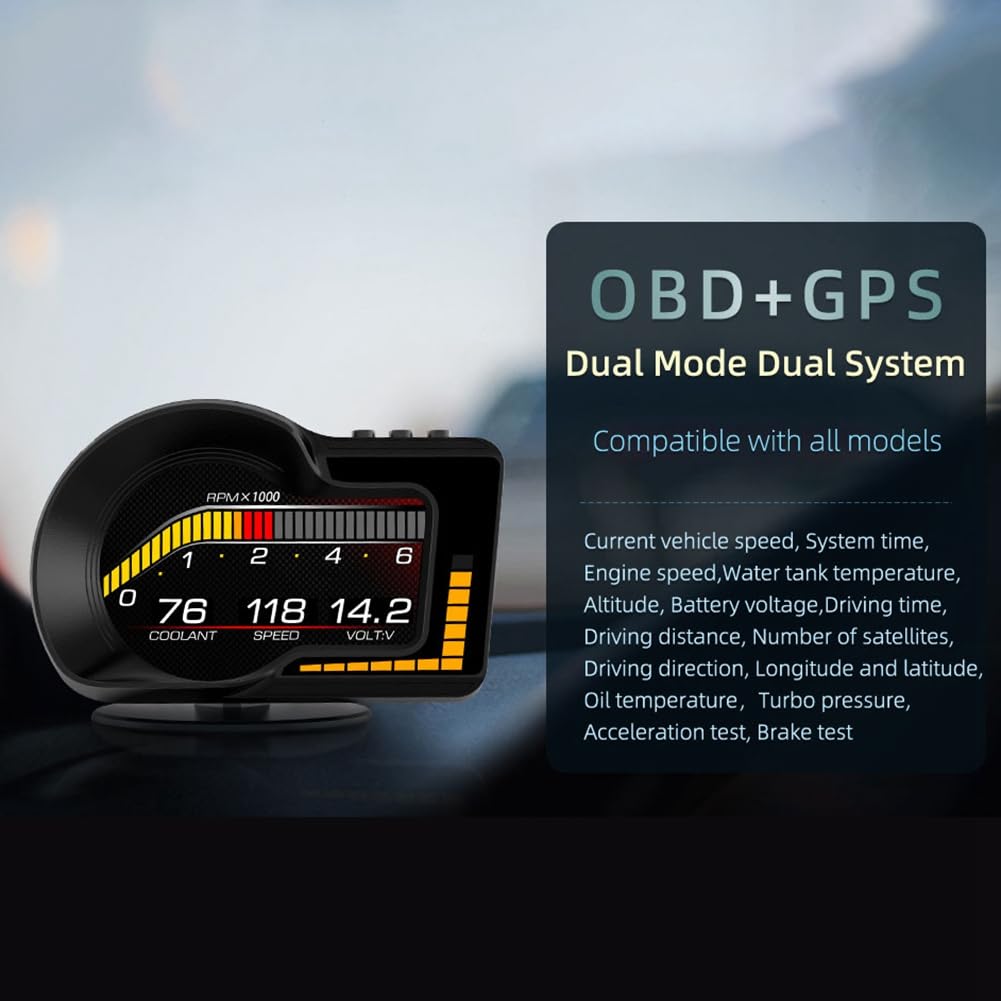 F15 Auto Hud Heads-Up-Flachbildschirm-Display, Auto-OBD-LCD-Inspektion, Armaturenbrett, Tachoanzeige, Ersatzzubehör
