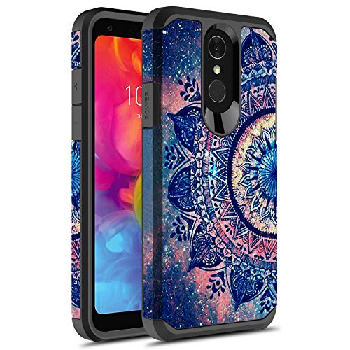 Rosebono for LG Q7 Case, LG Q7 Plus Case, LG Q7+ Case, Slim Hybrid Dual Layer Shockproof Hard Cover Graphic Fashion Cute Colorful Silicone Skin Cover Armor Case for LG Q 7 (Mandala)