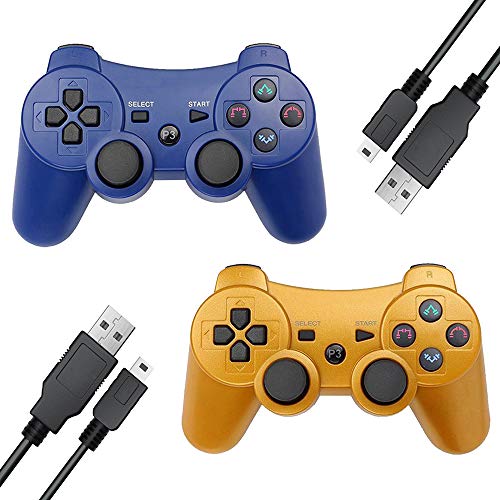 Vinonda PS3 Controller Wireless 2 Pack Double Vibration Remote Gamepad with 2 Charging
