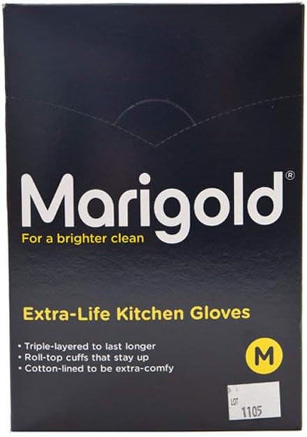 MARIGOLD Women's Marigold-gloves-medium 6pk Marigold Extra Life Kitchen Gloves M, Yellow, M Pack of 6 UK
