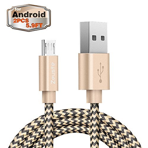 Zeuste Micro USB Cable 2Pack 5.9ft Nylon Braided Android Charging Cable for Samsung, Nexus, LG, Motorola, Android Smartphones and More