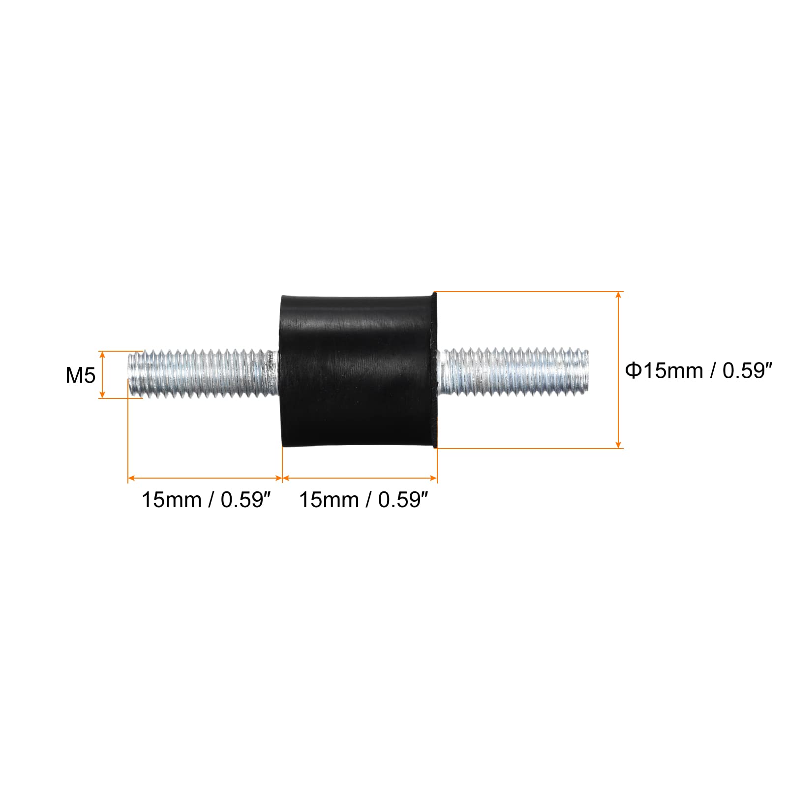 4 Silent Blocs Caoutchouc M5 - Isolateurs Vibration D15mm - Pour Moteur, Compresseur, Machine