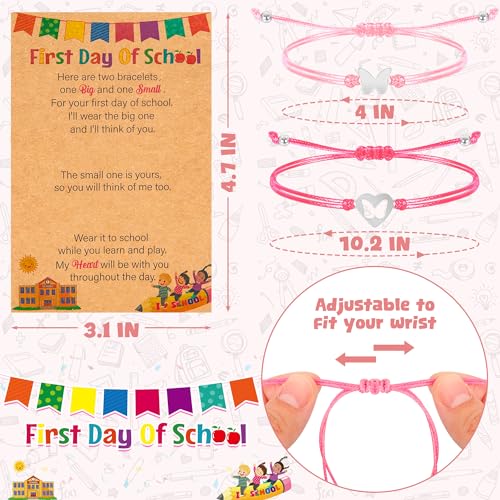 Image of EOBOH First Day of School Bracelet Mommy and Me, Prek Matching Wish Bracelets Set, Adjustable Bracelet for Boys Girls Gifts Stuff Bulk