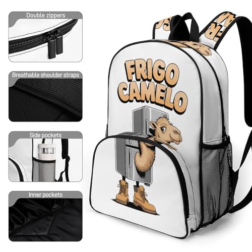 Frigo-Camelo Merch Large Travel Backpack Italian-Brainrot Meme Waterproof Lightweight Daypack White 44x32x19cm3