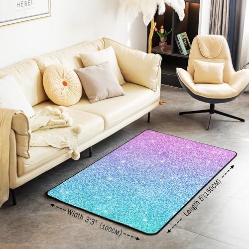 Tapis salon 140 X 200 paysage 3D en polyester avec caoutchouc