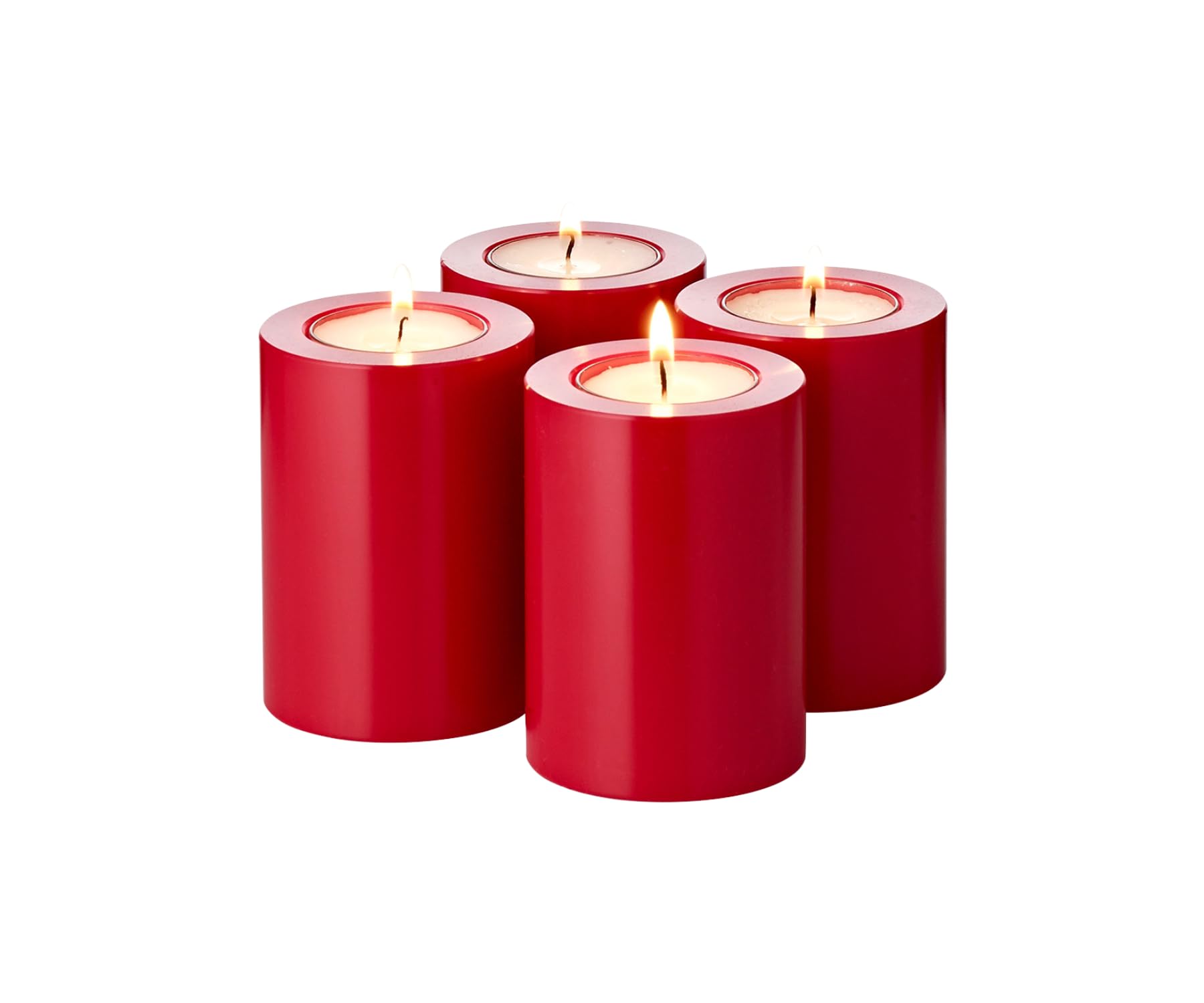EDZARD 4er Set Teelichthalter Dauerkerze Cornelius rot (Höhe 8 cm, Durchmesser 6 cm) ideal für Adventskranz, hitzebeständig bis 90 Grad
