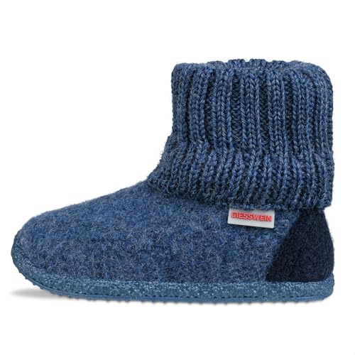 GIESSWEIN Hüttenschuhe Kramsach Kids - Kinder Hausschuhe für Mädchen & Jungen, rutschfeste Filz-Pantoffeln mit Latex Sohle