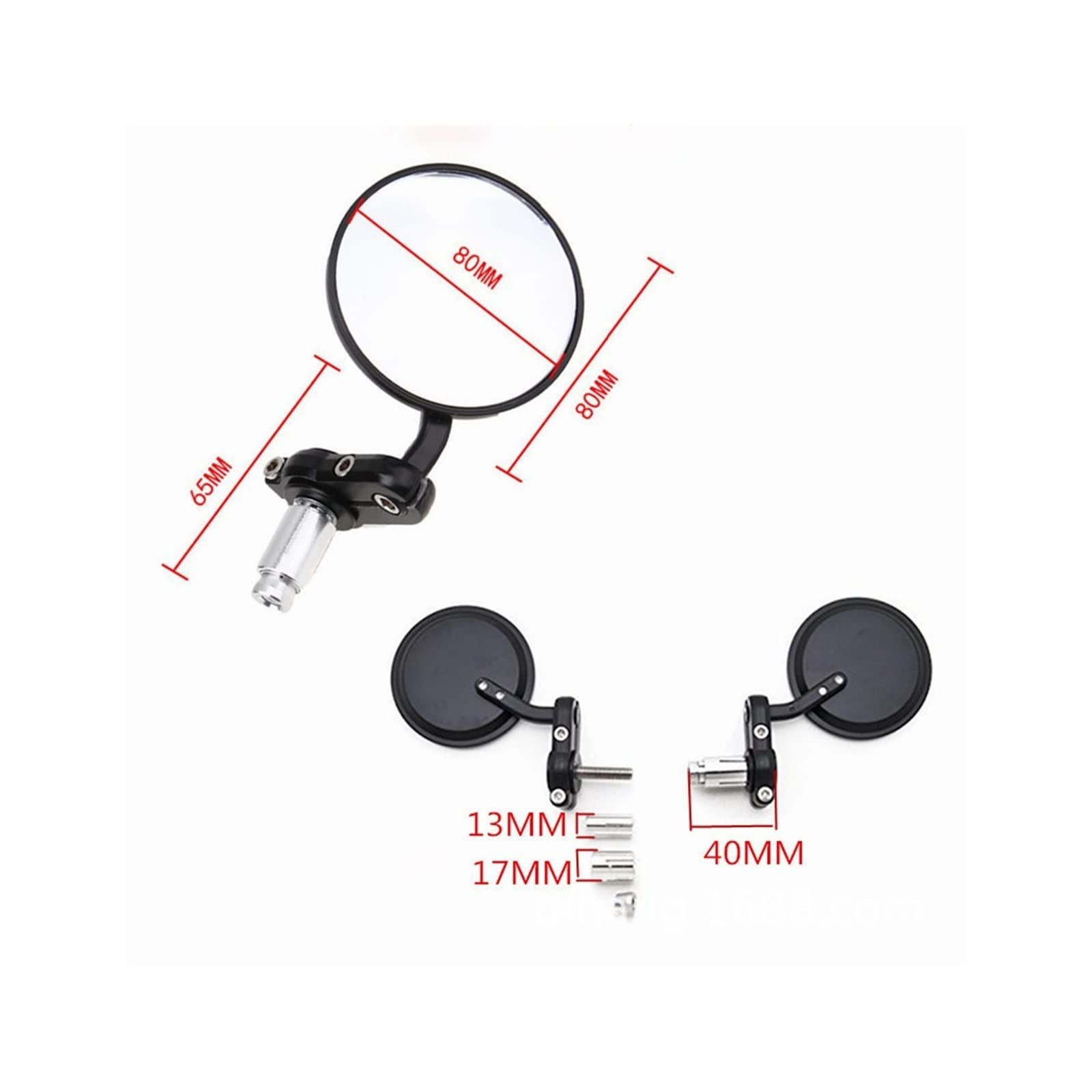 BAFAFA Embout Guidon Rétroviseur pour 1 Set Rétroviseur Vélo Moto Guidon Réglable Vélo Équitation Rond Ellipse Miroir Rétroviseurs Latéraux