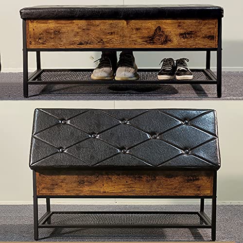 Banc de rangement rustique avec assise confort pour chaussures