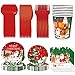 Ksopsdey 88 Pcs Navidad Vajilla de Fiesta Globos de Navidad Decoraciones Navidad Party Supplies Plato, Servilleta de Papel, Tenedor, Taza, 10 Personas