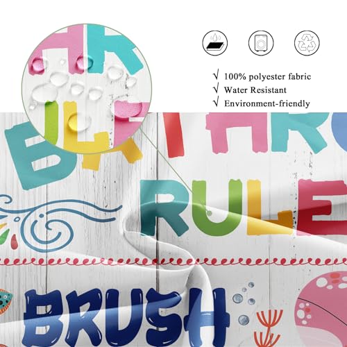 Riyidecor Funny Bathroom Rules Shower Curtain for Bathroom Decor 60Wx72H Colorful Cartoon Kids Ocean Sealife Quotes Fish Whale Turtle Cute Art Printed Fabric Polyester Waterproof 12 Pack Plastic Hooks by Riyidecor - Used condition - Image 7