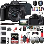 Canon EOS Rebelle 800D/T7i DSLR Caméra avec 18-55 4-5.6 est STM Lentille (1895C002) + 64GB Carte + Kit de filtre couleur + étui + Logiciel de photo + LPE17 pile + Chargeur externe + Plus (Renewed)