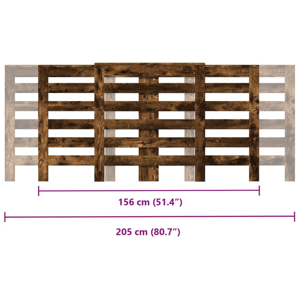 Mangloder Heizkörperverkleidung Räuchereiche aus Holzwerkstoff 205 x 21,5 x 83,5 cm mit horizontalen Latten, Wandhalterung, moderne Heizkörper Abdeckung für Wohnzimmer, Ablage und Dekoration